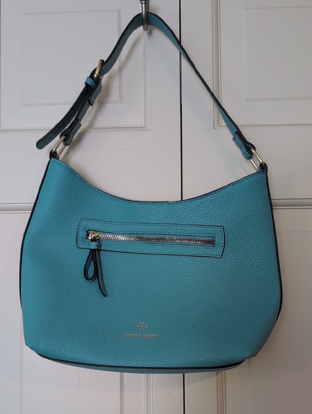 Nanette Lepore Turquoise Pebbled Leather Shoulder Bag